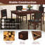 Ensemble de table de salle à manger 5 pièces pour 4 personnes avec dossier rembourré en bois d'hévéa-480742862-480742857