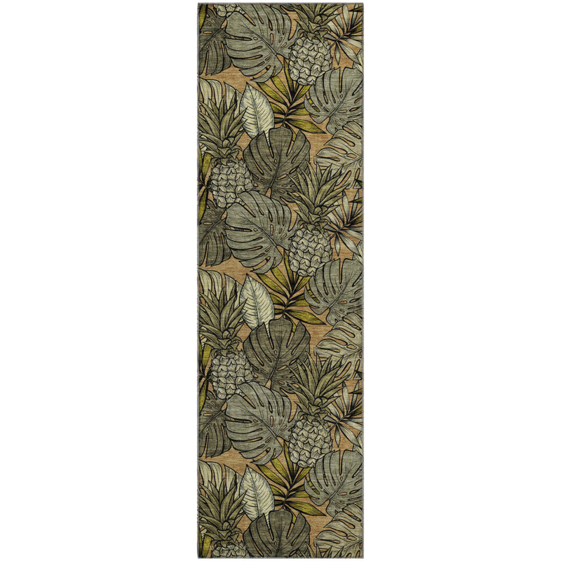Premium Machine Washable Mayfield AMF206 Green Rug, Runner 2'3" x 7'6"