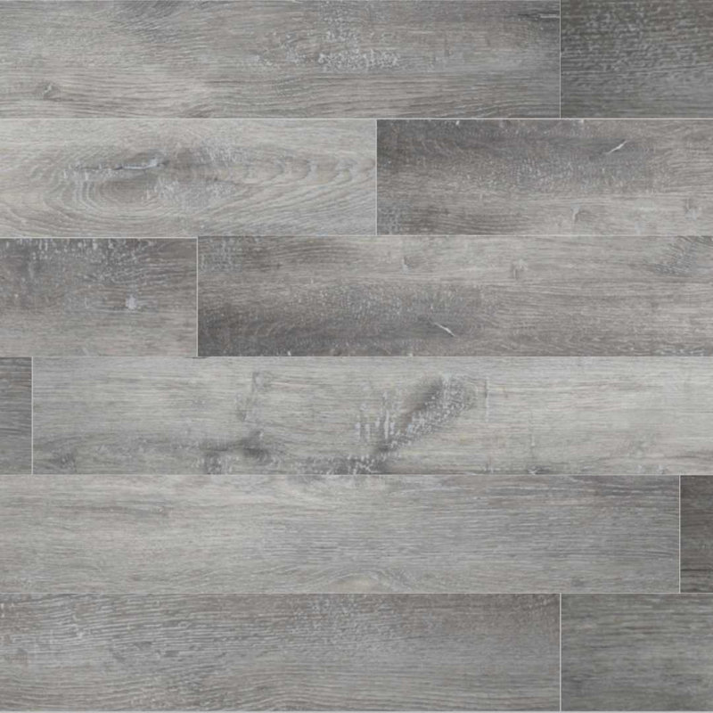 Pike 6" x 48" Wood Look SPC Vinyl Floor Tile, Hickory Gray
