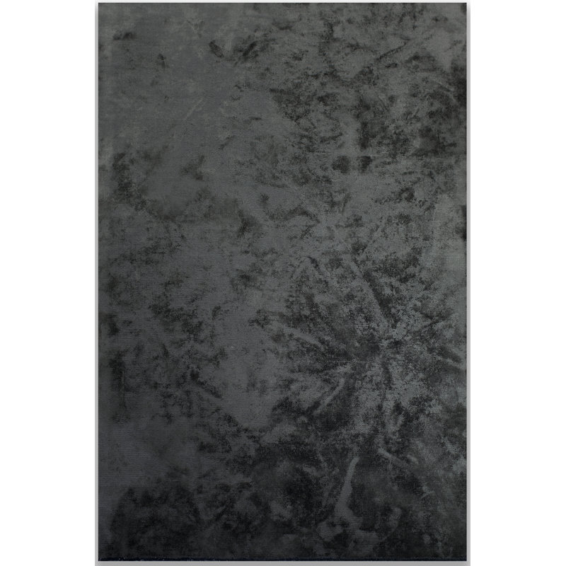 Tapis gris foncé à tissage plat abstrait Rapture, Rectangle 7 pi 10 po x 11 pi 2 po