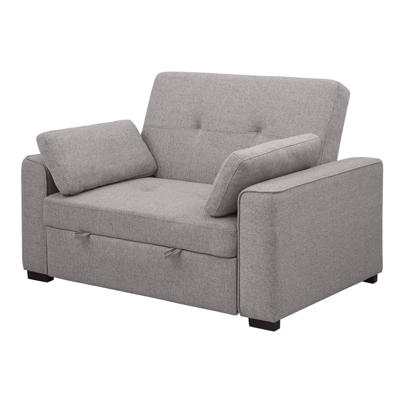 Upholstered Convertible Sleeper Sofa Bed, Gray Polyester