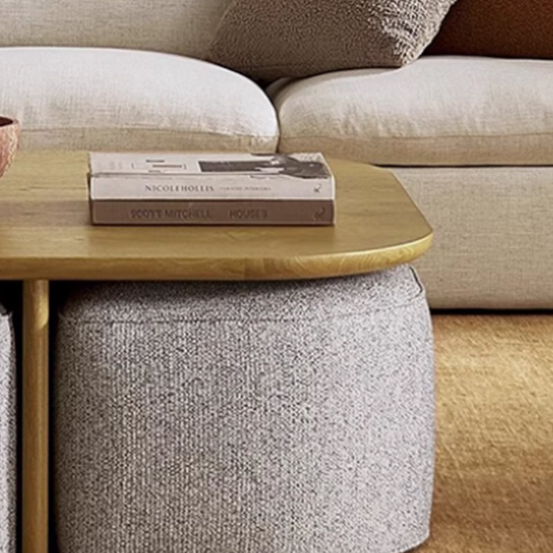 Minimalist creative design coffee table, Natural, Grey