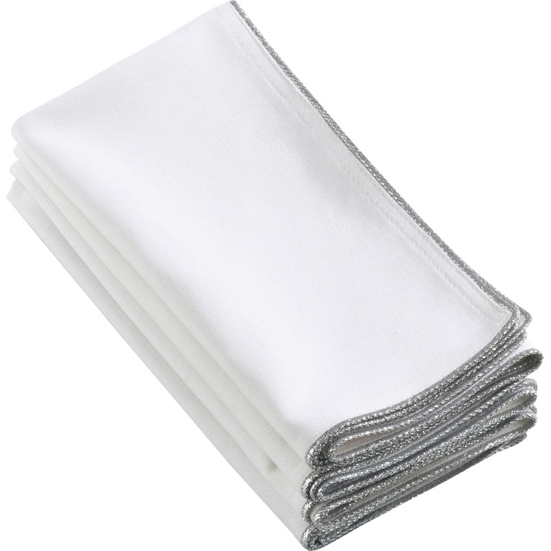 Tekamah Cotton Solid Square Napkin, Silver