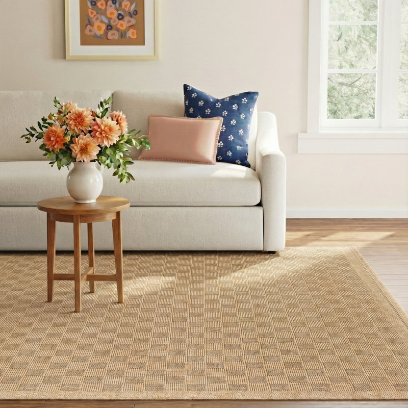 Abbie Machine Woven Checkered Area Rug, Rectangle 7'8" x 9'9"