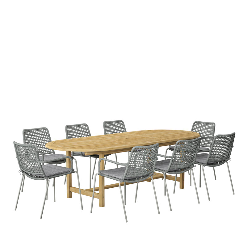 Ensemble de salle à manger ovale pour 8 personnes 71 po avec coussins Anautica