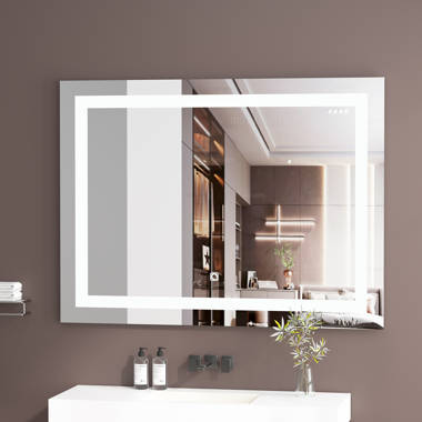 Latitude Run® LED Bathroom Mirror with Silver Frame, Shatterproof,  Bluetooth, Dimmable-3 Color Temperatures, Anti fog & Reviews