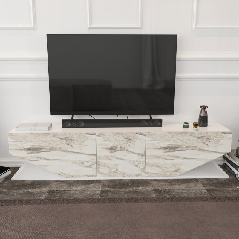 Pearl Modern TV Stand TV Unit for TVs up to 71", Ephesus/White