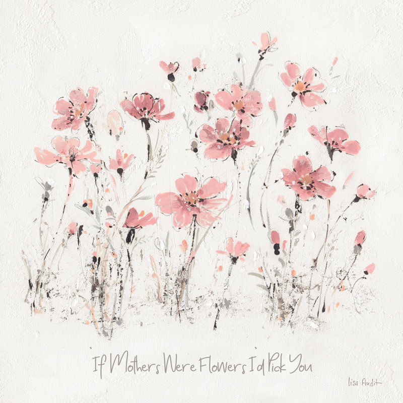 Fleurs sauvages III - Mères roses - peinture sur toile tendue, H 12 po x l 12 po, Non, Toile tendue