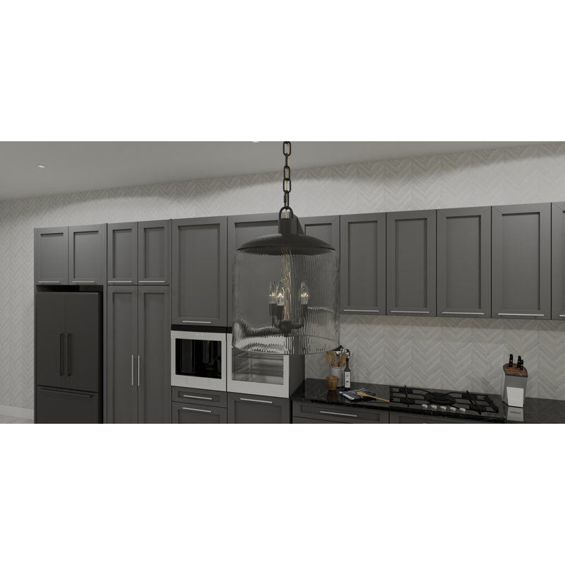 Bernan 3-Light Brushed Nickel Pendant Light, Noir mat