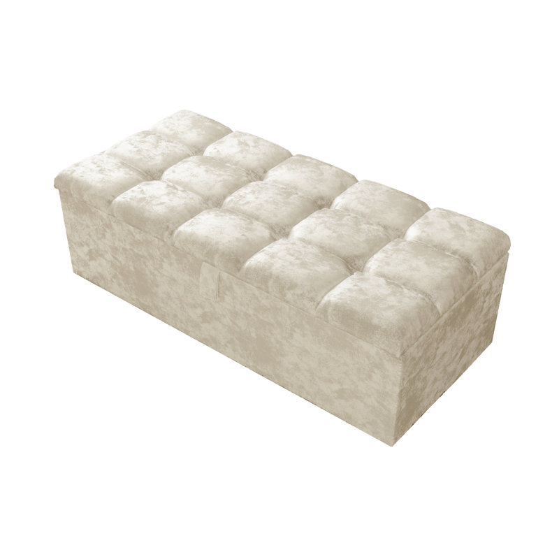 Alaxander 102cm Wide Rectangle Geometric Standard Ottoman with Storage, Cream