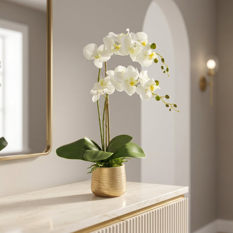 Orchid Arrangement in Fiberstone Vase
