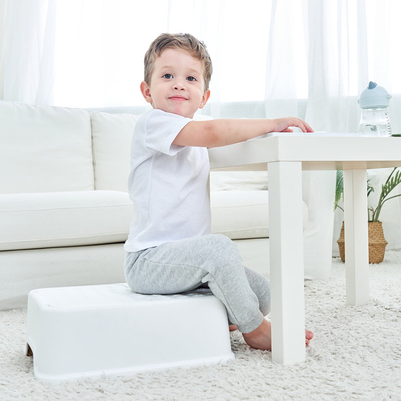 Tabouret antidérapant robuste pour deux étapes pour tout-petits, Blanc