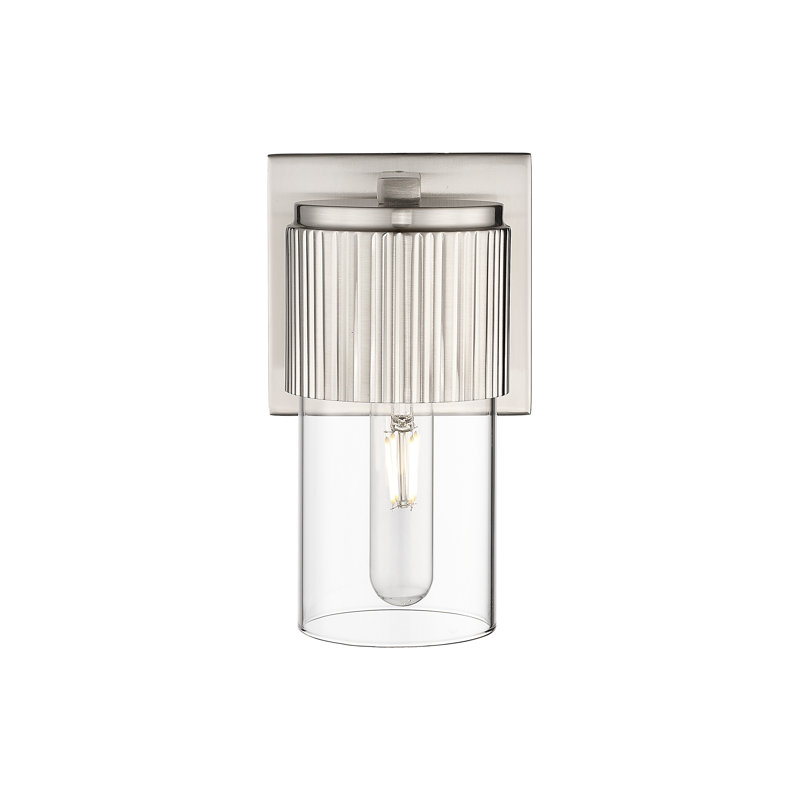 Applique murale 1 lumière 12 "Bolivar, Transparent, H 7,5 po x l 5,1 po x P 4 po, Nickel satiné