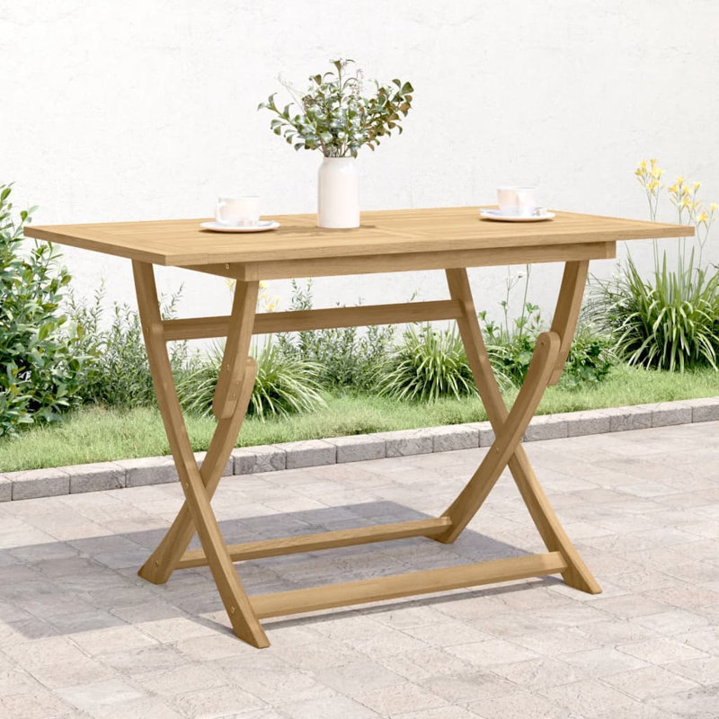  Garden Table Light Brown Solid Acacia Wood Medium Foldable
