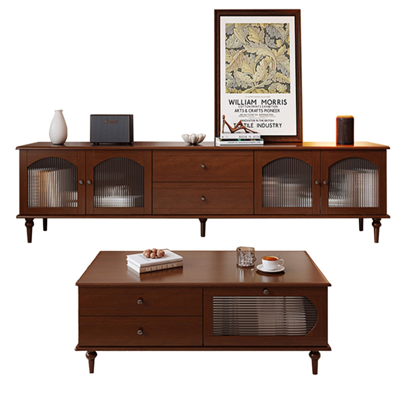 Rubberwood TV Stand and Coffee Table Set