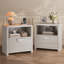 Table de chevet à 1 tiroir de 24 po de hauteur avec station de charge, armoire de chevet moderne à lattes épaisses pour chambre à coucher, profil courbé (ensemble de 2)-961895836
