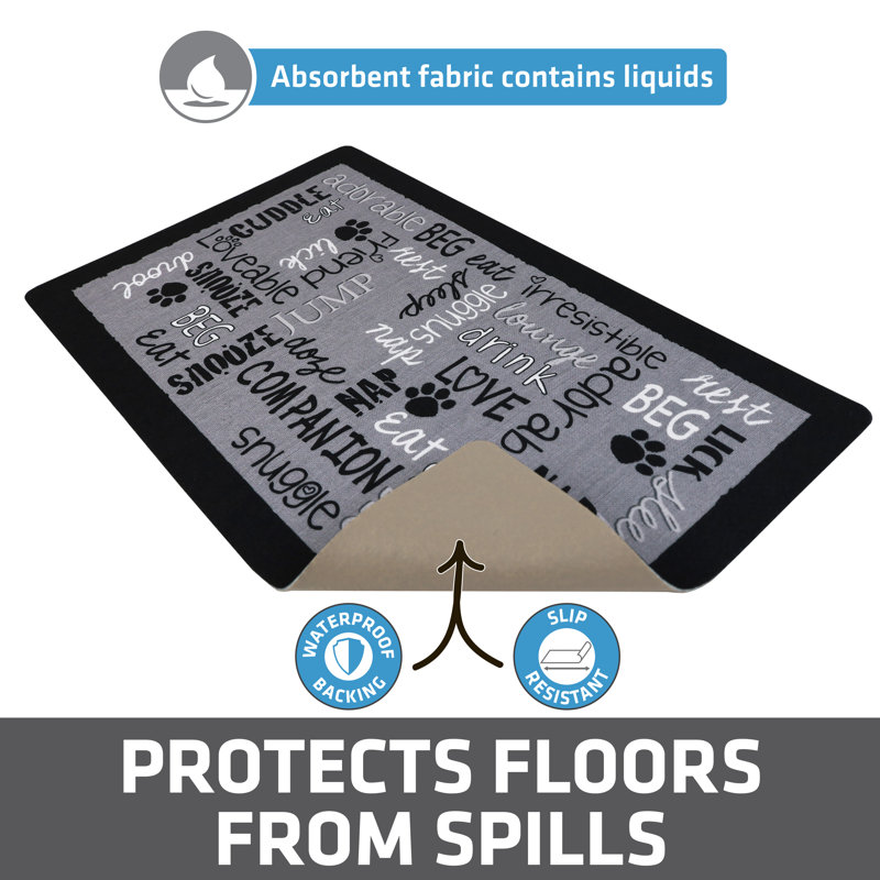 Linen Black Absorbent Waterproof Pet Bowl Placemat