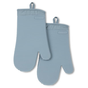 KitchenAid Albany Oven Mitt 2-Pack Set, Aqua Sky, 7x13