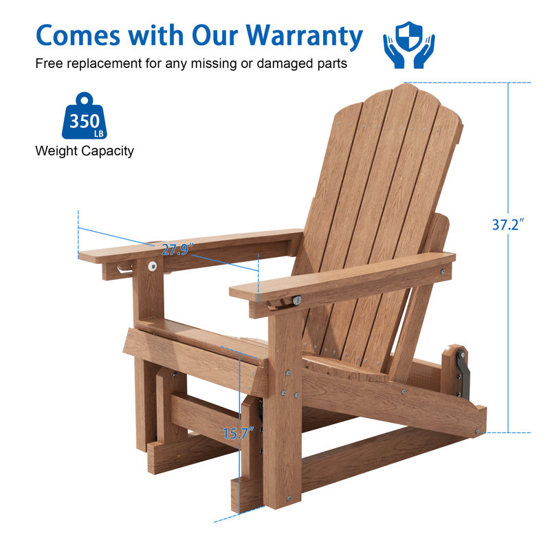 Chaise Adirondack Glider, Teck