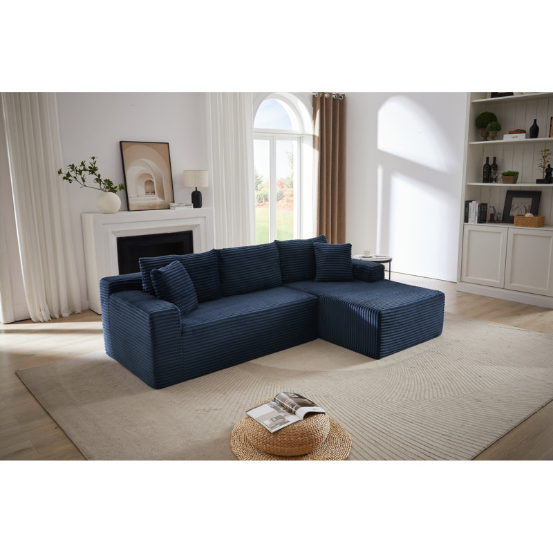 BLANCHE WHITE RIGHT ARM FACING SECTIONAL, Blue Faux Leather