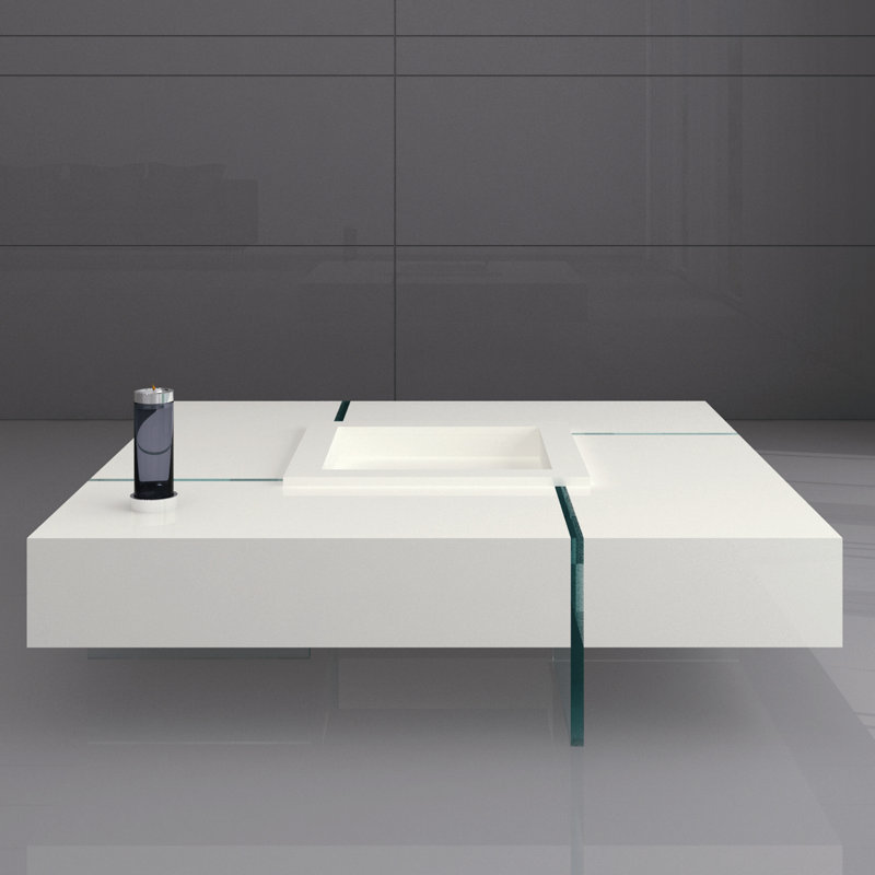 Nathan Single Coffee Table, White, 12" H x 47" L x 47" W