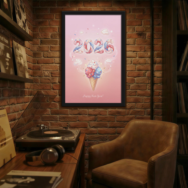 Fashion Pink Ice Cream 2023 - Bonne année, H 30 po x l 20 po