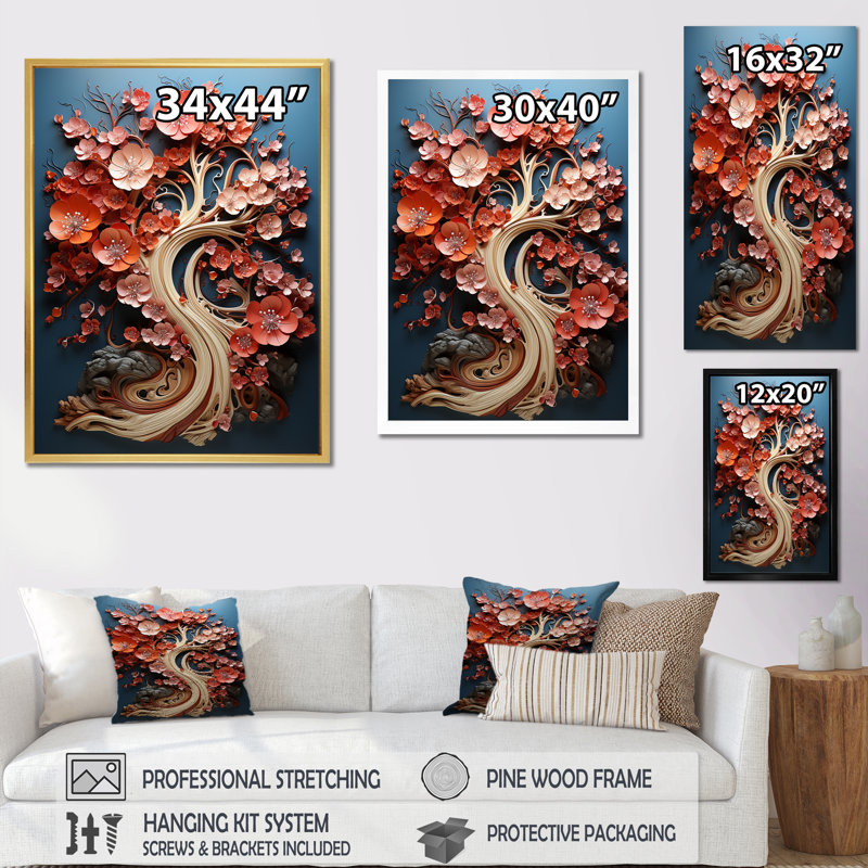 Coral Tree Harmony II, reproduction d'art sur toile, H 32 po x l 24 po x P 1 po, Cadre flottant noir