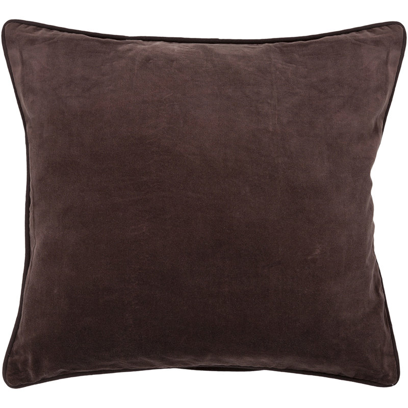 Velvet Throw Pillow Accent Pillow Authentic Handmade Square Polyester Fill Gray Solid Removable Cover With Gray Cotton Back