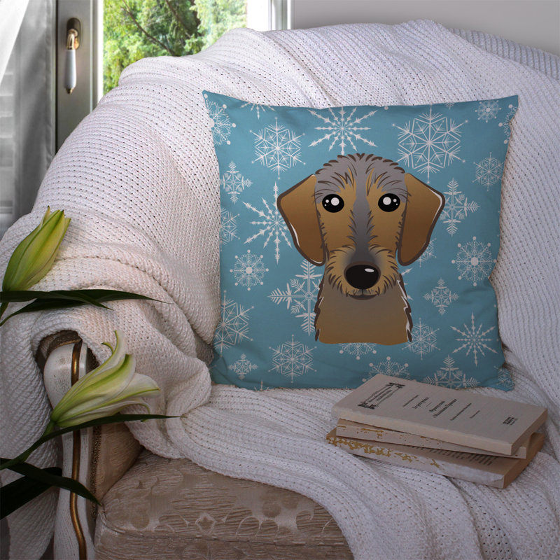  Coussin décoratif en forme de teckel 14 po Snowflake