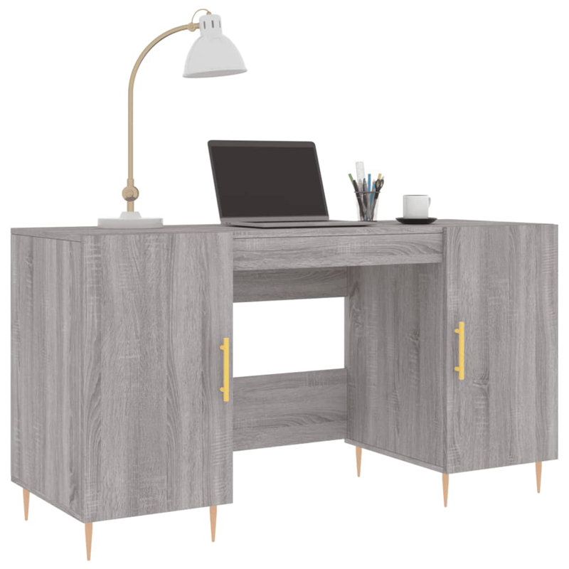 Fidler Metal Base Writing Desk, Grey Sonoma/Gold