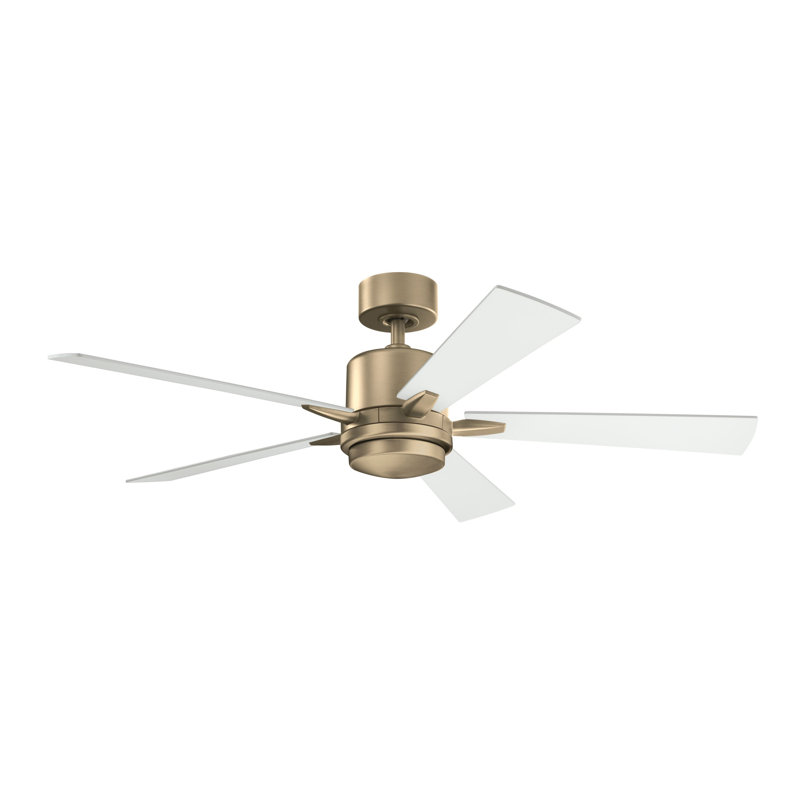 52 Inch Lucian Elite 5 Blade Indoor Ceiling Fan in Champagne Bronze with Matte White Blades, Gold, Matte White