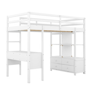 Harriet Bee Erjon Kids Full Loft Bed with Drawers & Reviews | Wayfair