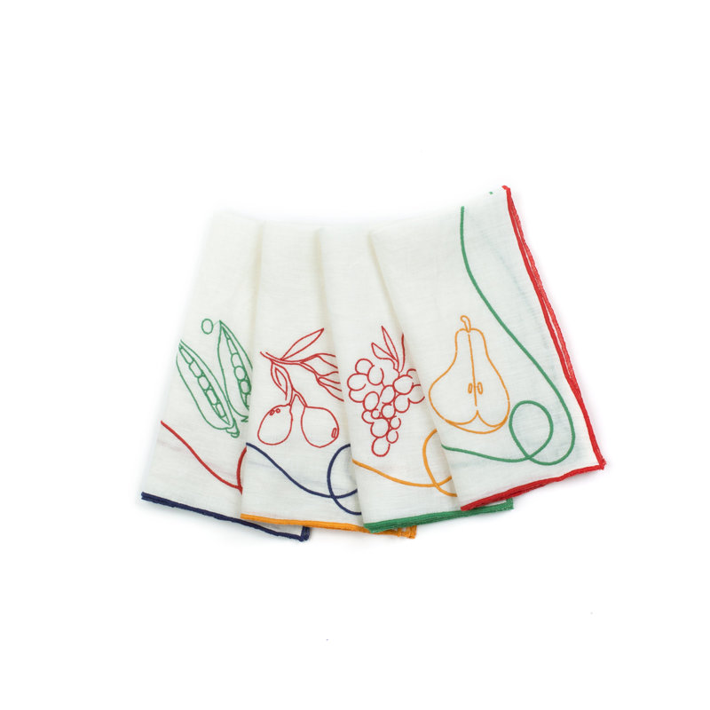 Fete Embroidered Linen Napkins