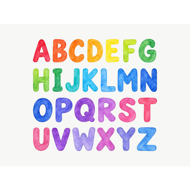 Rainbow Uppercase Alphabet Wall Decals, Set of 26 Educational Peel and Stick Wall Stickers, Classroom Playroom Decor, Kids Learning Wall Art, 20"W x 20"H (50 x 50 cm)