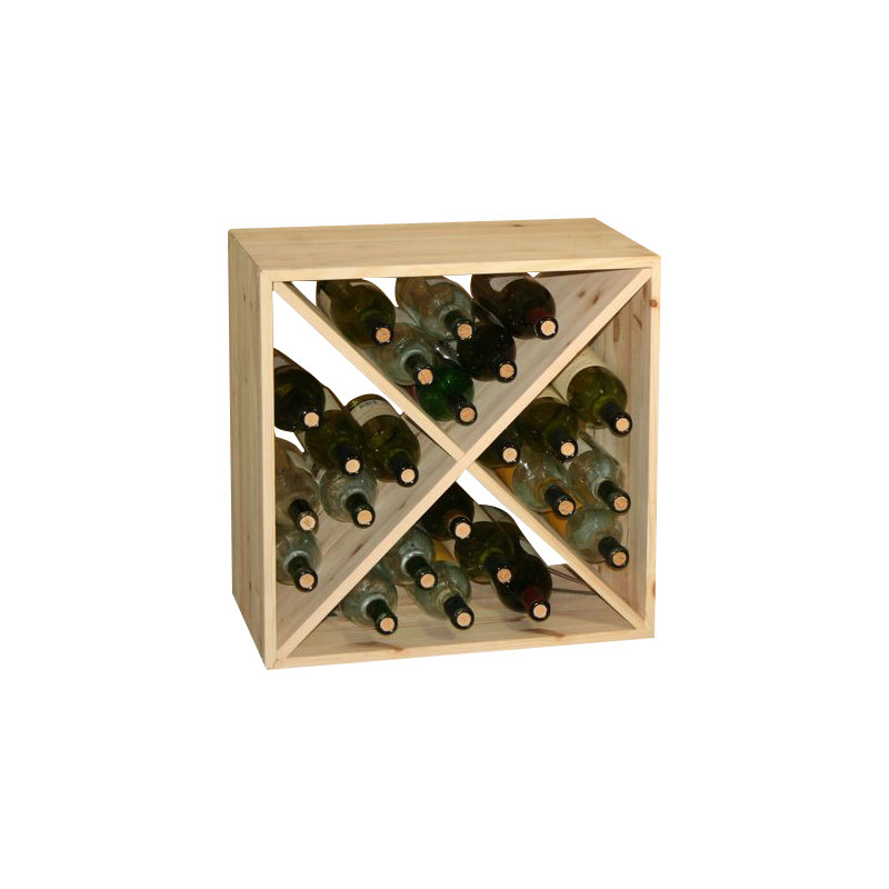 Bates 24 Bottle Solid Wood Floor Wine Bottle Rack, Natural Pine