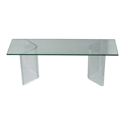 Large Rectangle Acrylic Coffee Table with Glass Top - 45x30x18.5" - Clear