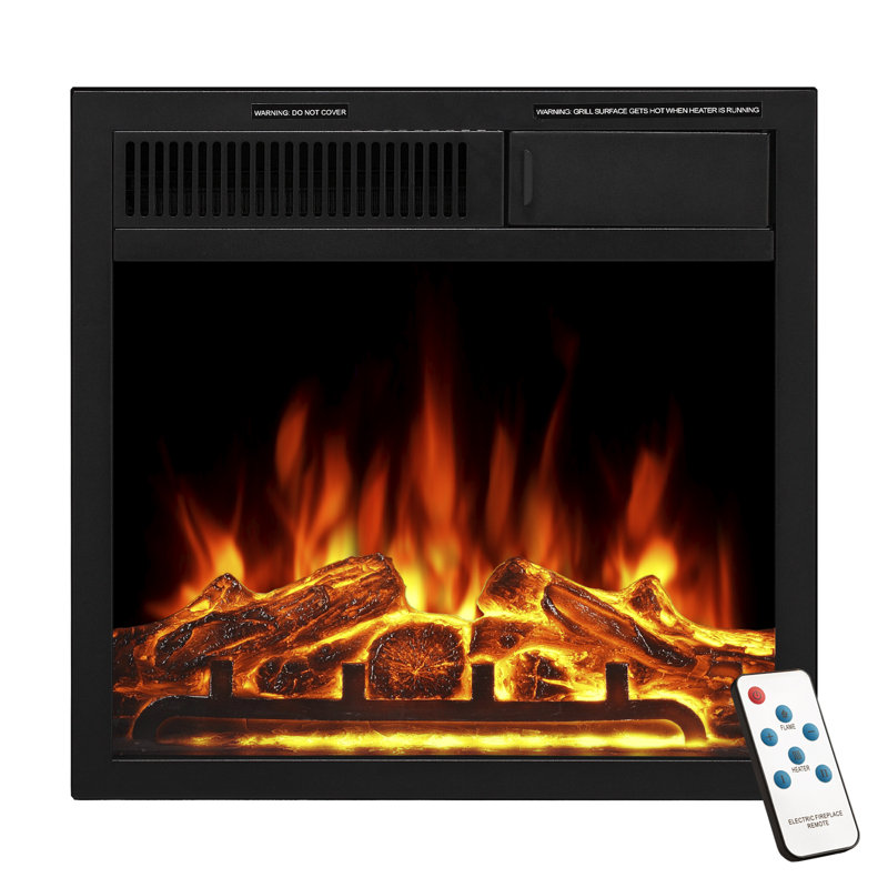 Electric Fireplace Insert, Freestanding/recessed Heater With 7 Flame Brightness, 2 Heat Modes, Remote Control, Quiet Operation, Safe For Kids & Pets, For Living Room, Bedroom