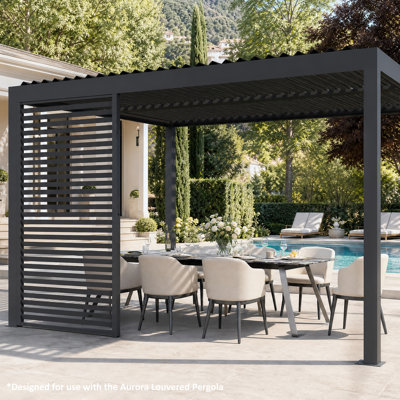 Aurora 12 FT. Universal Privacy Panel Screen Wall For Louvered Pergola, Accessories Galvanized Steel, Easy Installation Modular Pergola Screens
