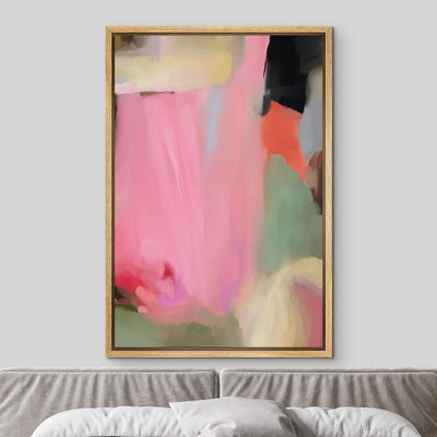 «Pink Geometric Strokes», reproduction sur toile encadrée
