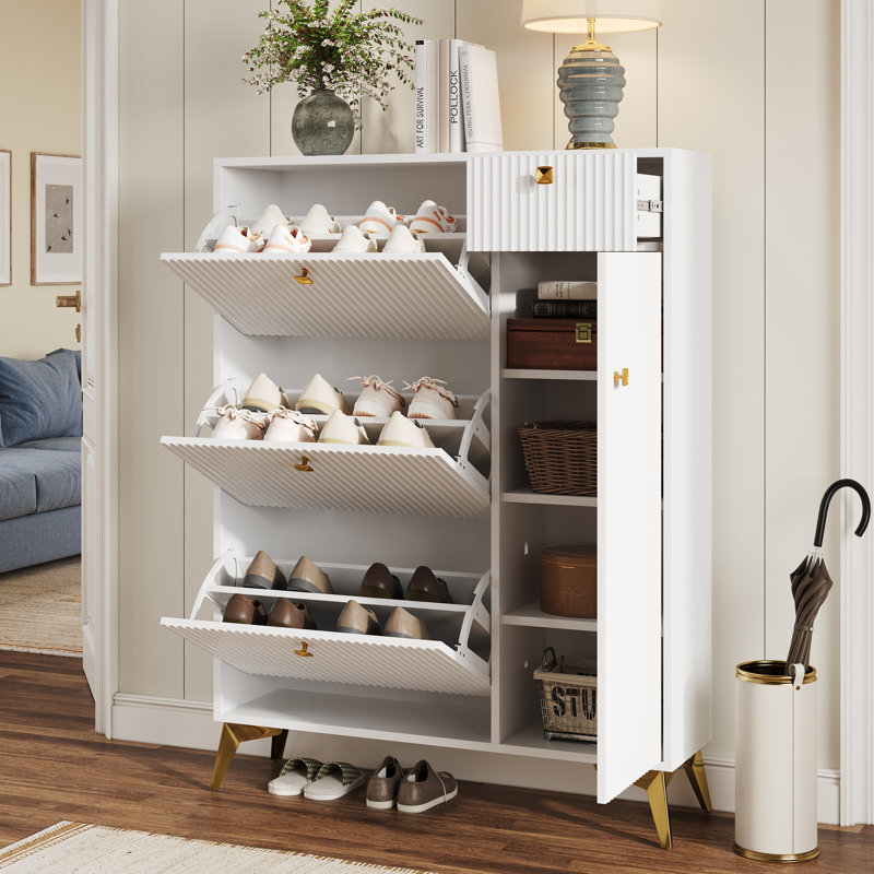 24 Pair Shoe Storage Cabinet, White