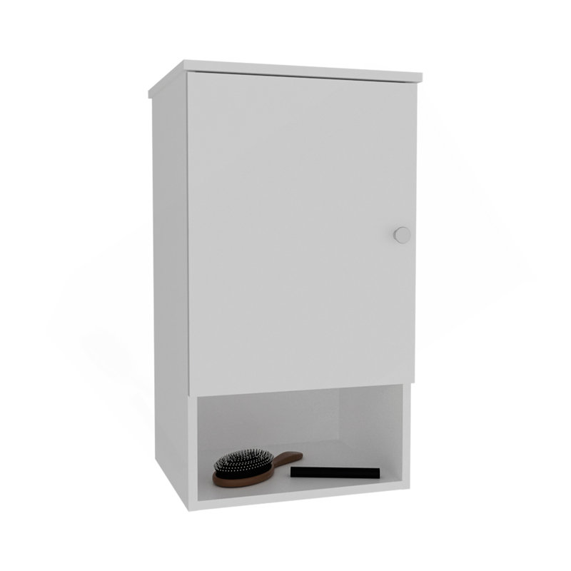 Medicine Cabinet 28.6" H, With 1 Door And 3 Shelves, White, White