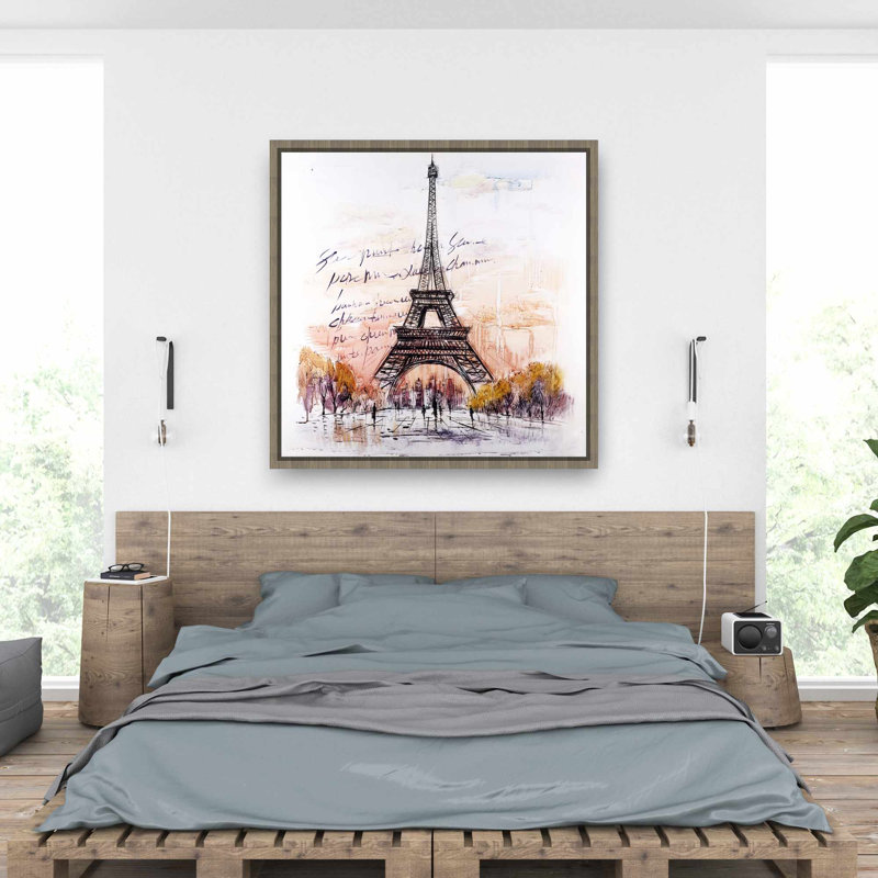 Croquis de la tour Eiffel, toile - orange, décor de maison