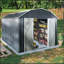 Remise de rangement extérieure en métal 10 pi x 12 pi avec toit en arche et portes verrouillables pour le jardin