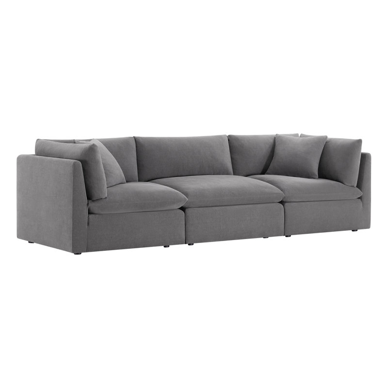 Canapé modulaire rembourré 3 pièces Annabella, Chenille Elite Performance texturée en étain