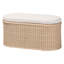 Banc de rangement en rotin tressé naturel avec couvercle relevable rembourré - Coffret de style bohème côtier pour chambre à coucher