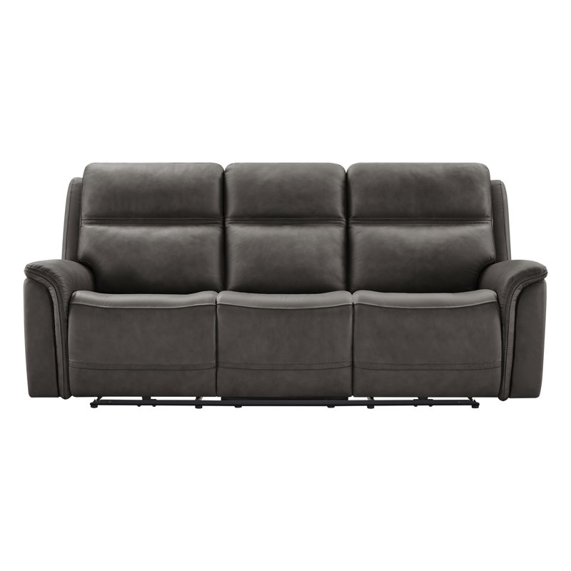 Canapé inclinable électrique en cuir véritable Meit, Cuir véritable gris foncé Impression