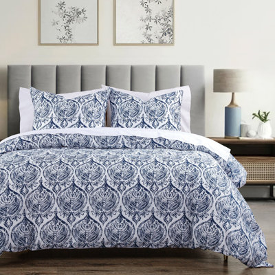 Prosper Navy Medallion Printed 100% Cotton Classic Chic Casual Comforter Set