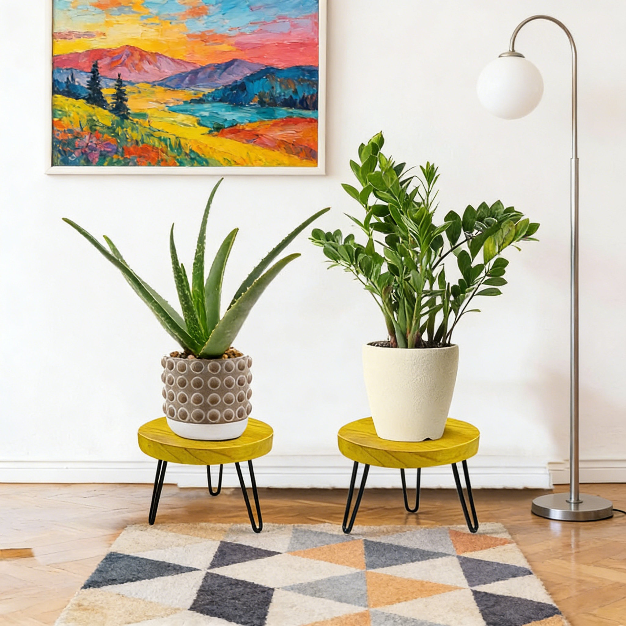 Arlmont & Co. Mid Century Plant Stand Indoor Outdoor Wood Flower Stool ...