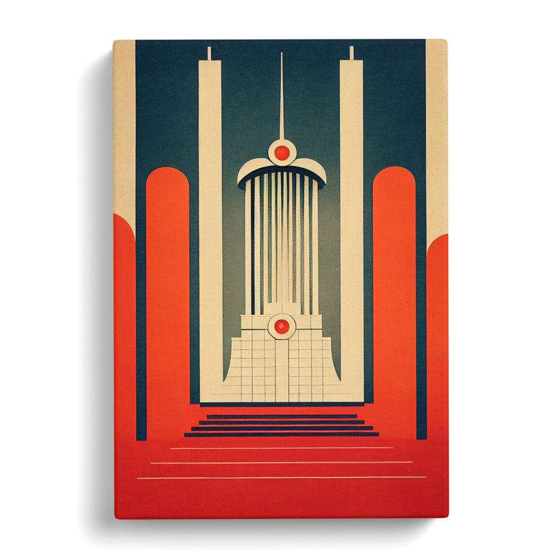 Art Deco Architecture No.5 - Wall Art, 50cm H x 35cm W x 3cm D, Wrapped Canvas