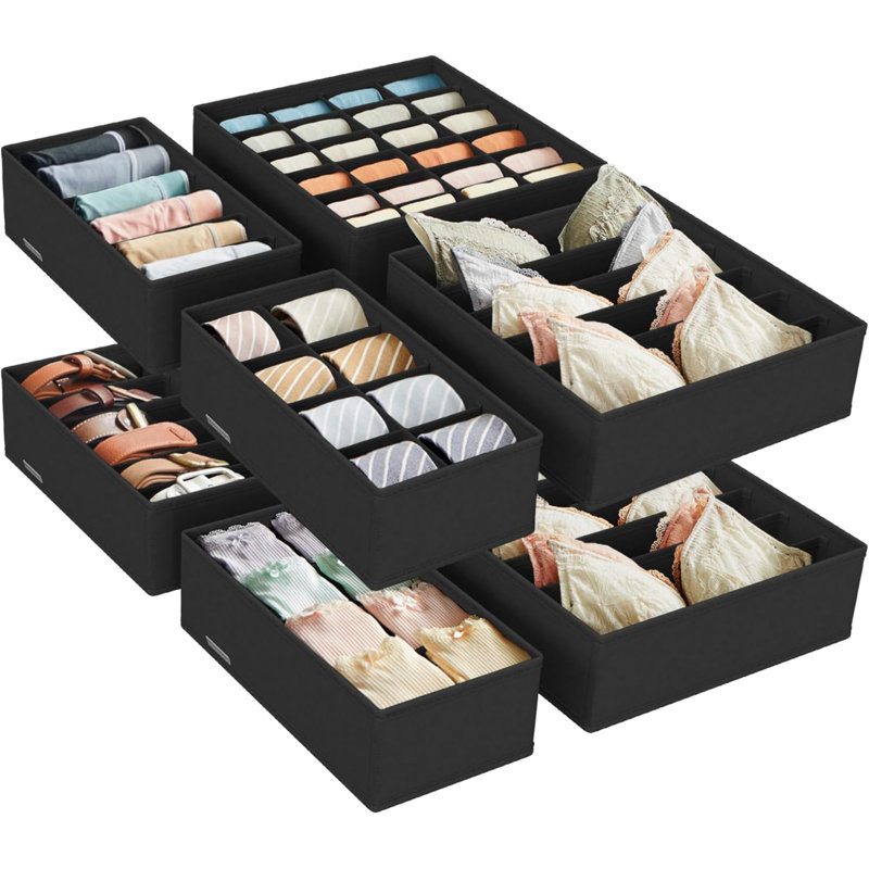 Set Of 8 Underwear Drawer Organisers, Drawer Dividers, Foldable, For Bras Undies Socks Ties, Fabric Storage Boxes For Closet Wardrobe Shelves, RUS008M01